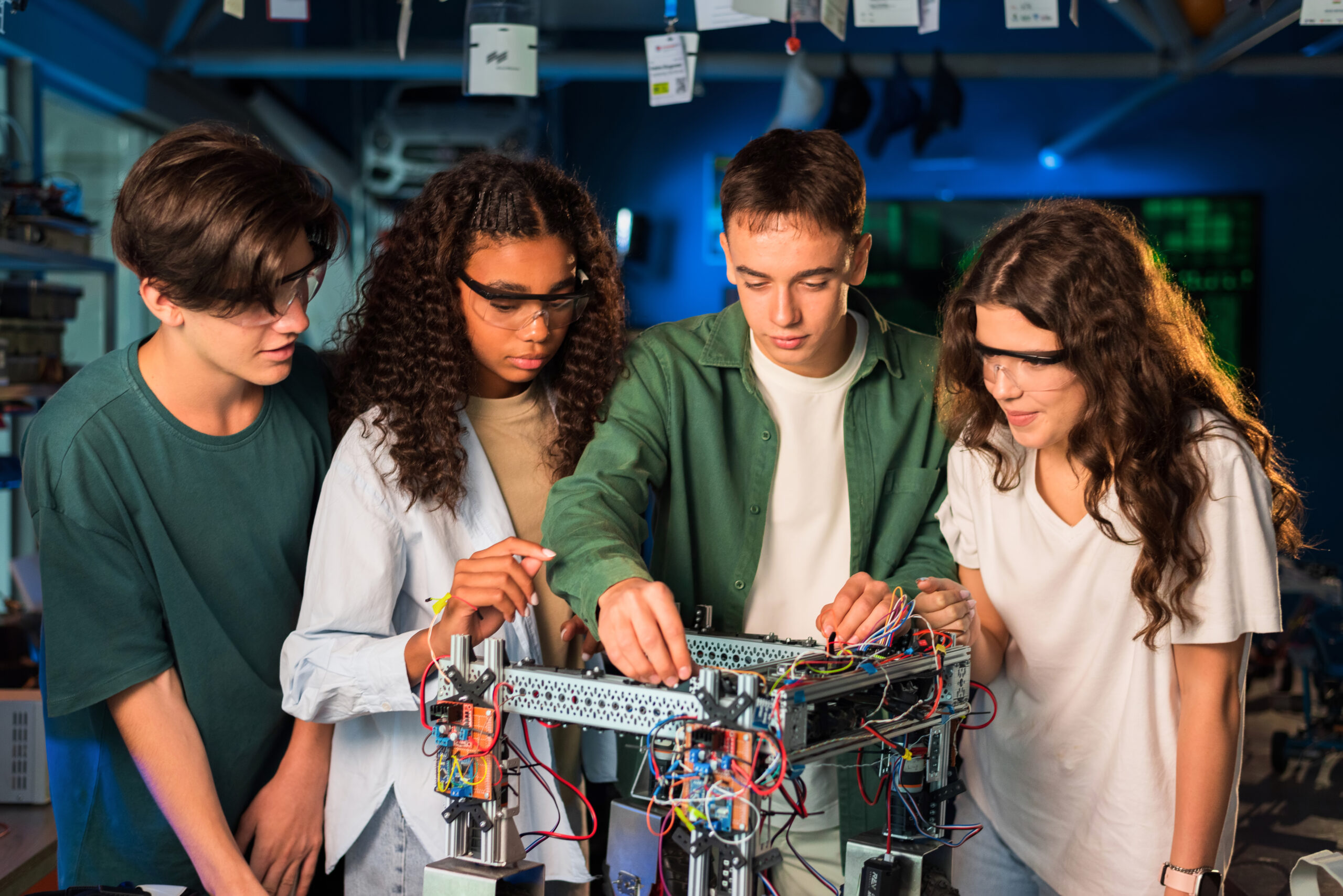 Engineering courses in India 2026 – students doing experiments in robotics laboratory