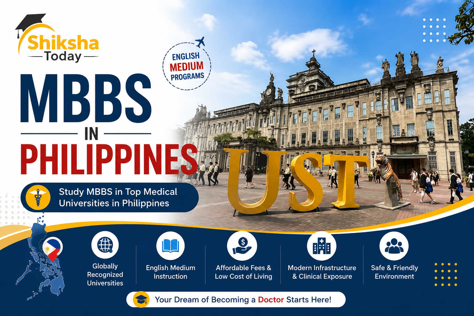 MBBS in Philippines 2026 - medical university campus for Indian students