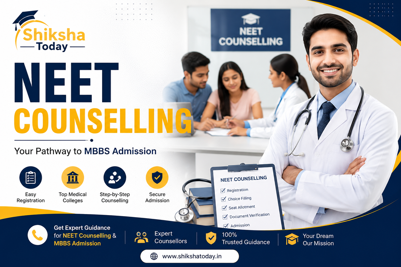 NEET Counselling 2026 – MBBS admission seat allotment guidance for medical aspirants in India